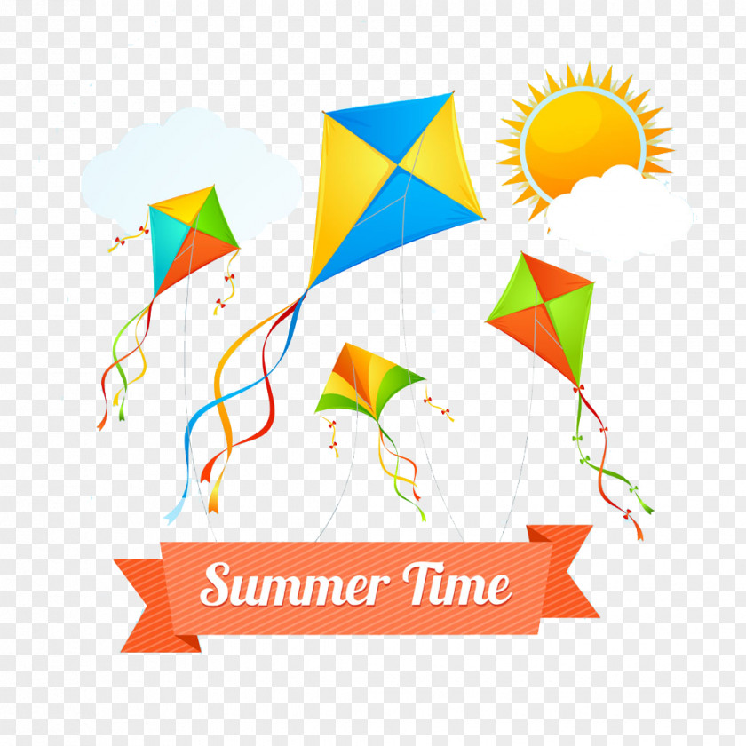 Color Kite And Sun PNG