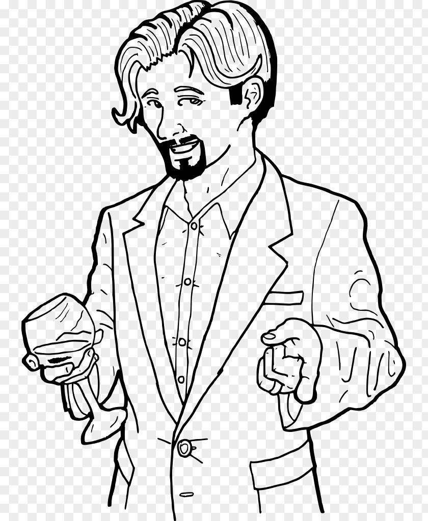 Man Drawing Line Art Black And White PNG