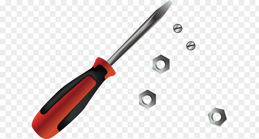 Vector Painted Screwdriver And Screws PNG