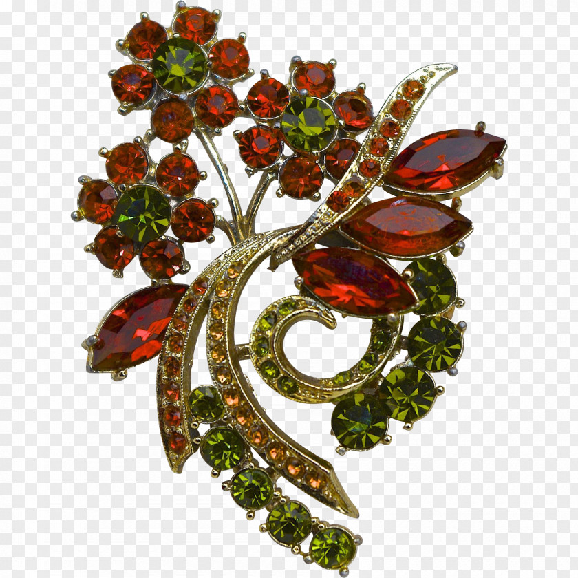 Dimensional Flowers Brooch Gemstone Leaf PNG
