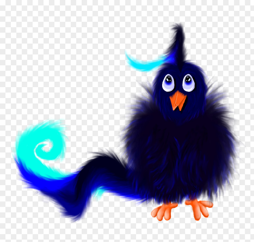 Fluffy Bird Cobalt Blue Beak PNG