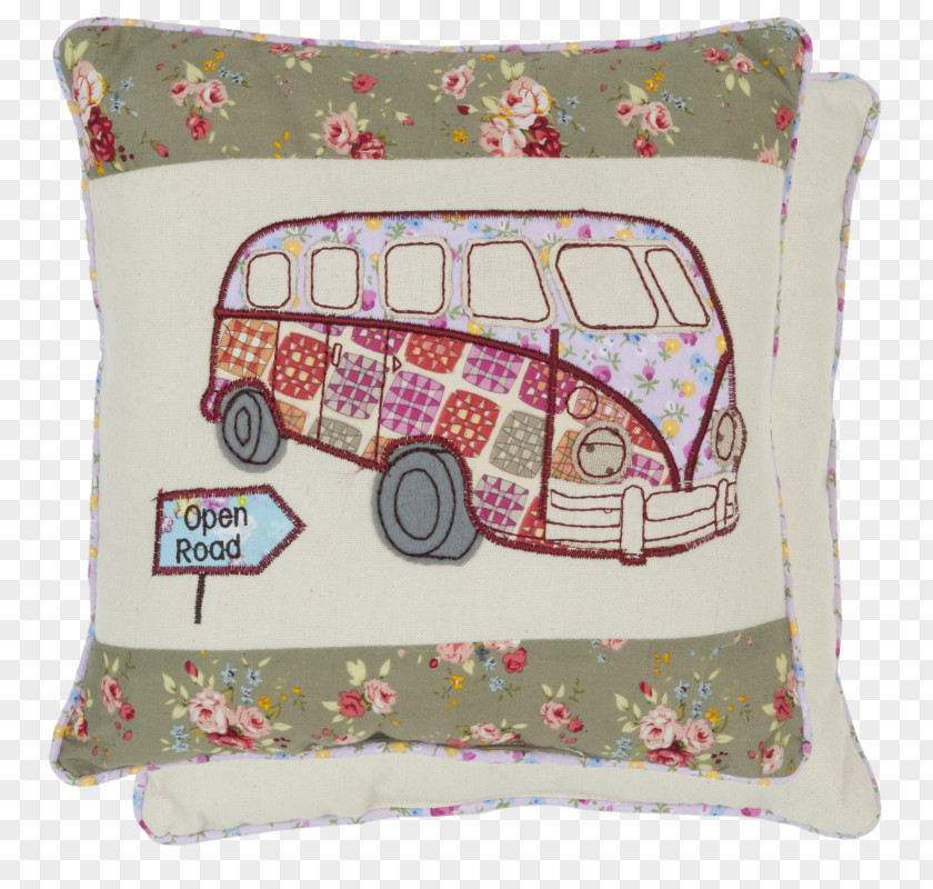 Happy Camper Throw Pillows Cushion Bus Pattern PNG