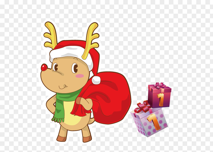 Creative Christmas Rudolph Santa Claus Reindeer Clip Art PNG