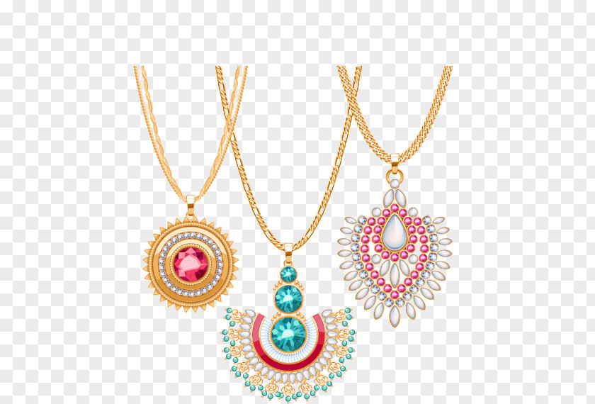 Luxury Gold Diamond Necklace Vector Material, Jewellery Pendant Gemstone PNG