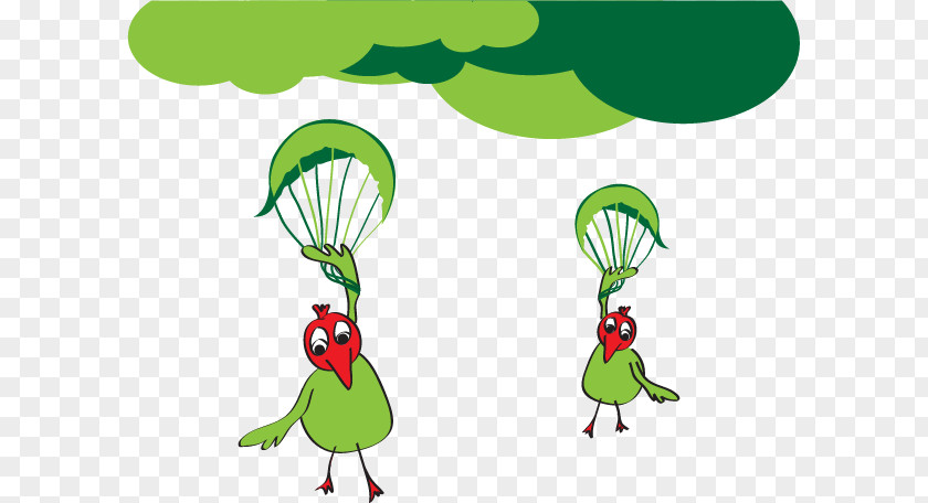 Parachute Bird Cartoon Illustration PNG