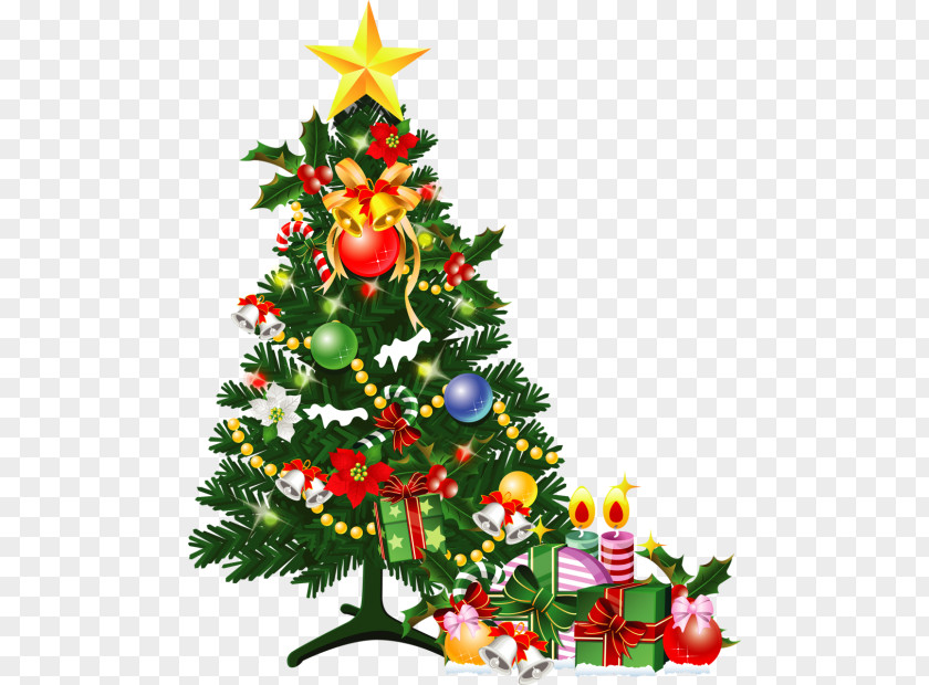 Santa Claus Christmas Tree Card PNG