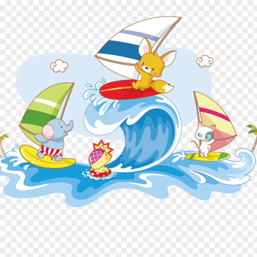 Water Surfing Drawing Illustration PNG