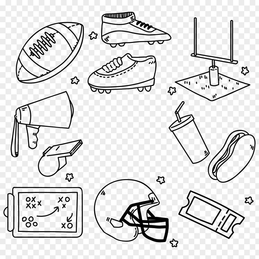 Hand-painted American Football Element Vector Material Helmet Euclidean Boot PNG