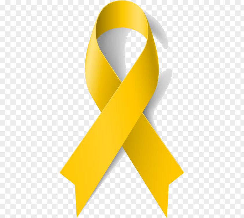 Yellow Ribbon Label Vector Image Awareness Cancer PNG