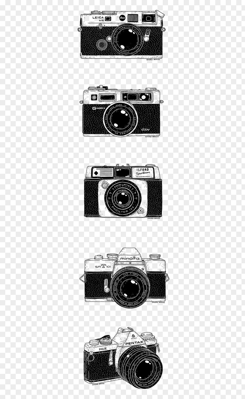 Camera Lens Drawing Photography Black And White PNG