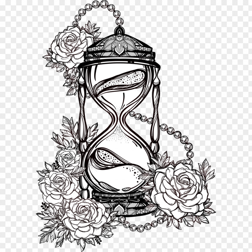 Hourglass Rose Drawing Illustration PNG