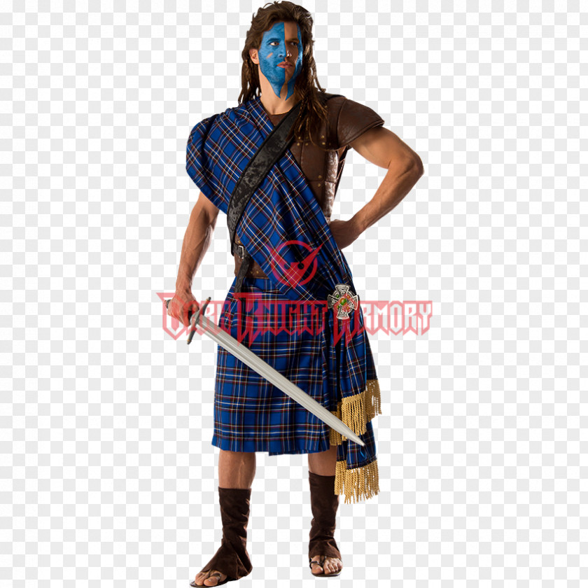 Medieval Warrior Costume Scotland Kilt Clothing Tartan PNG