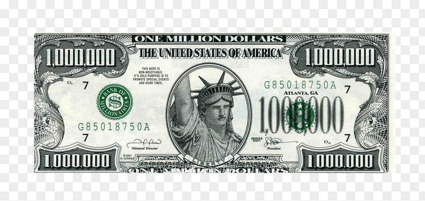Bill United States Dollar One-dollar Banknote 1,000,000 PNG