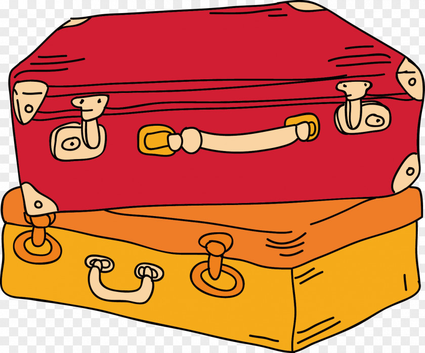 Luggage Hand-painted Cartoon Suitcase Baggage PNG