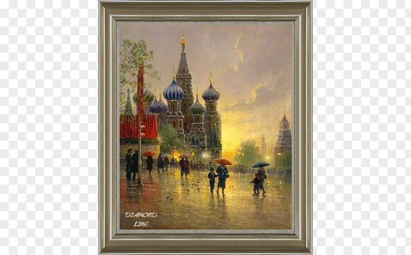 Painting Watercolor Red Square Landscape PNG
