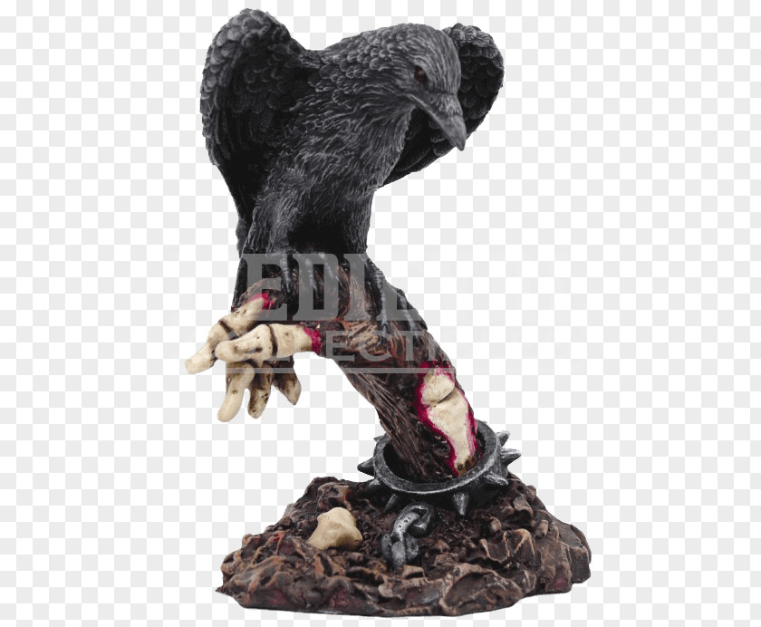 Perched Raven Overlay Statue Figurine Casting Art PNG