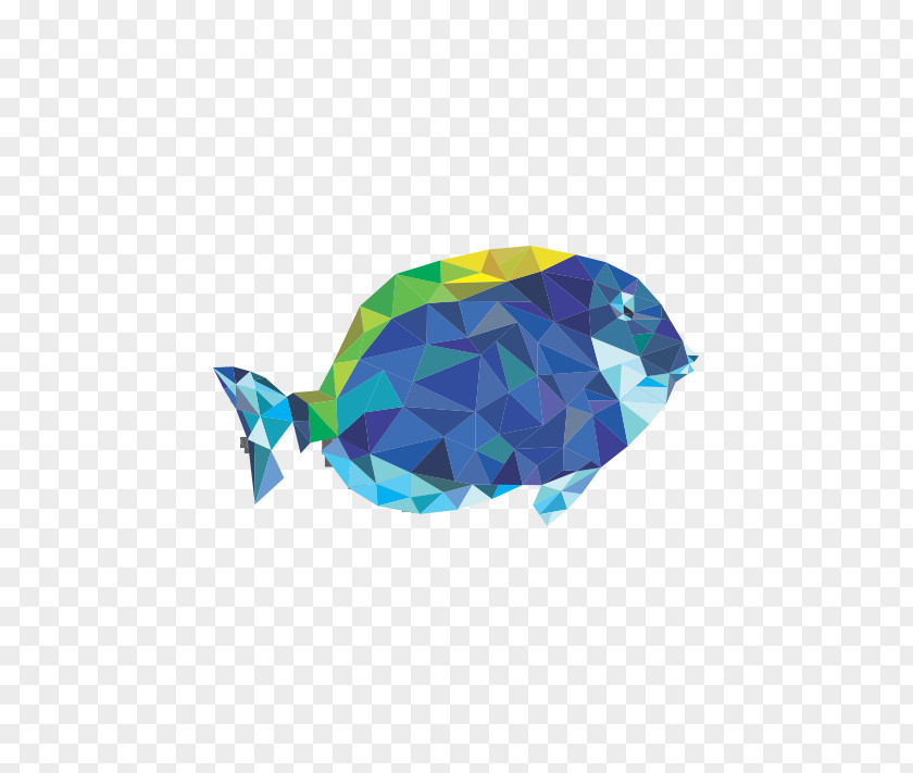 Triangle Style Flat Against The Big Fish Geometry Blue PNG
