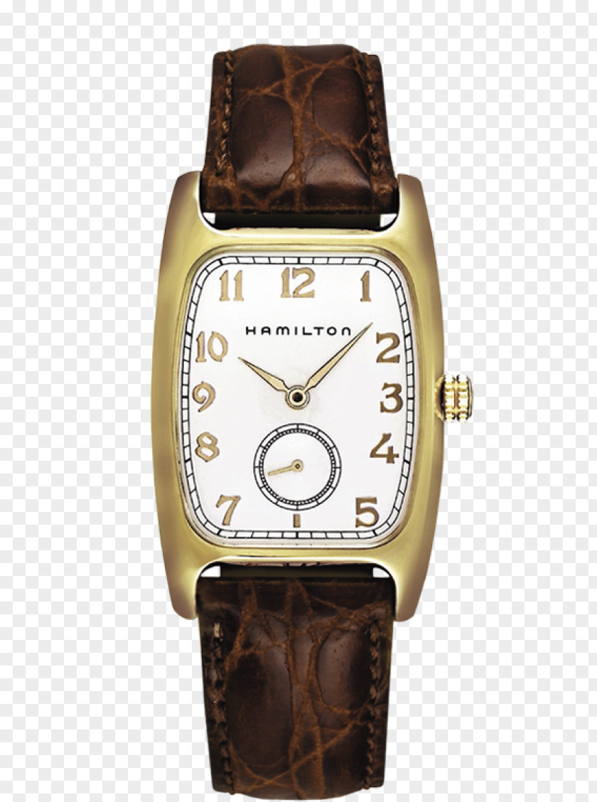 Hamilton Watch Gold Coffee Color Female Form Company Strap Leather Quartz Clock PNG