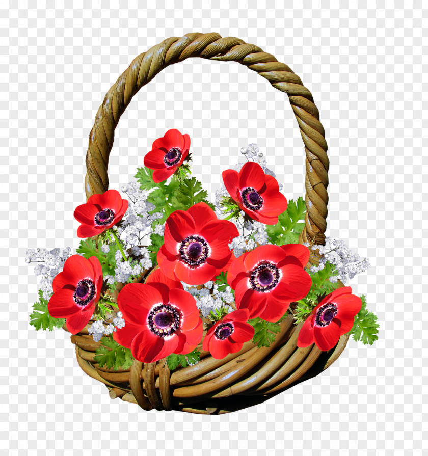 Anemone Cut Flowers Floral Design Basket Flower Bouquet PNG