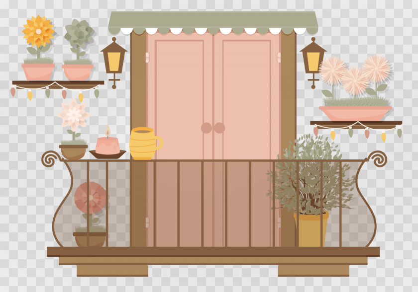 Vector Pink Balcony Euclidean Illustration PNG
