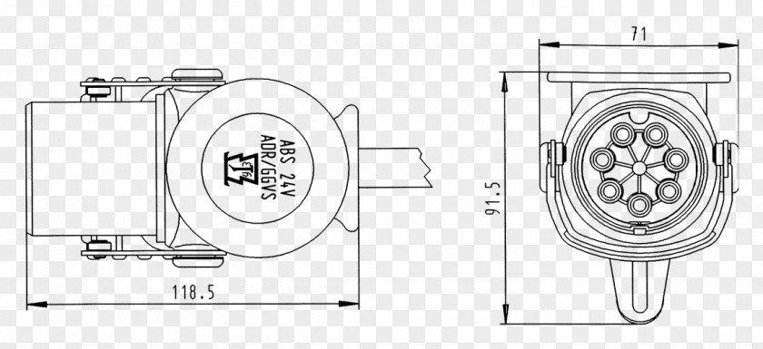 Car Trailer Connector Electrical Drawing PNG