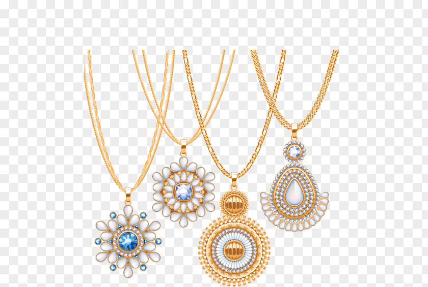 Luxury Gold Diamond Necklace Vector Material, Euclidean PNG