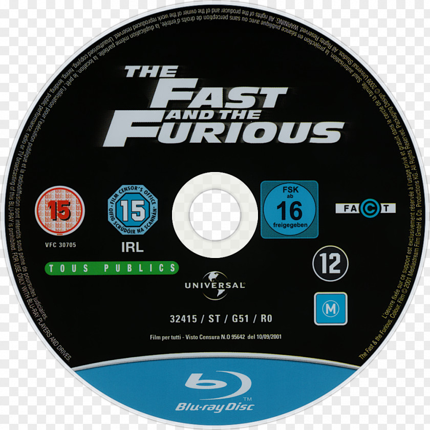 Fast And Furious Blu-ray Disc Dominic Toretto Brian O'Conner Letty The PNG