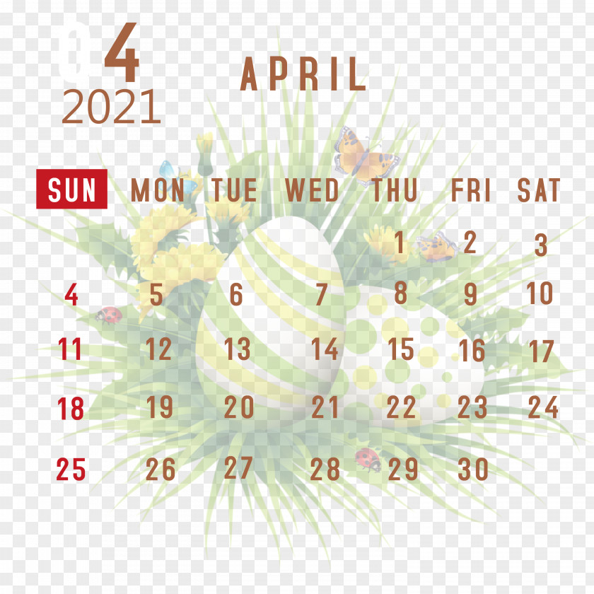 April 2021 Printable Calendar PNG