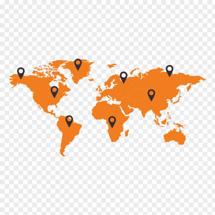 Vector Orange World Map Globe Icon PNG