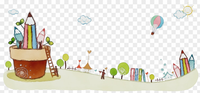 Art Hot Air Balloon Watercolor PNG