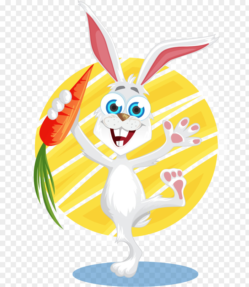 Hand Drawn Cute Cartoon Rabbit Dancing Carrot Easter Bunny Bugs Clip Art PNG