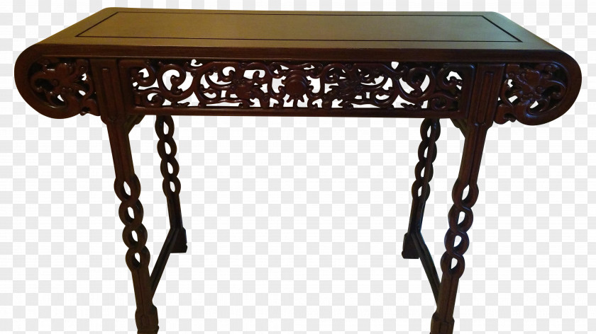 Chinese Table Antique Wood Carving Altar Furniture PNG