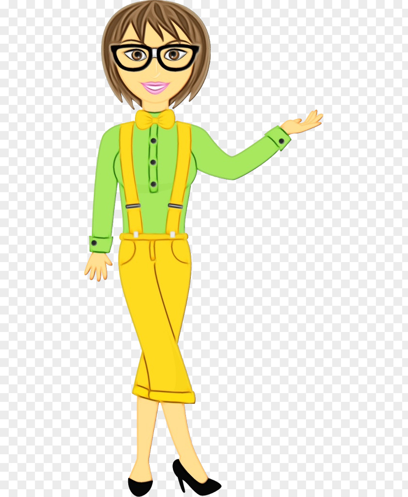 Fashion Illustration Gesture Cartoon Yellow Standing Clip Art Costume PNG