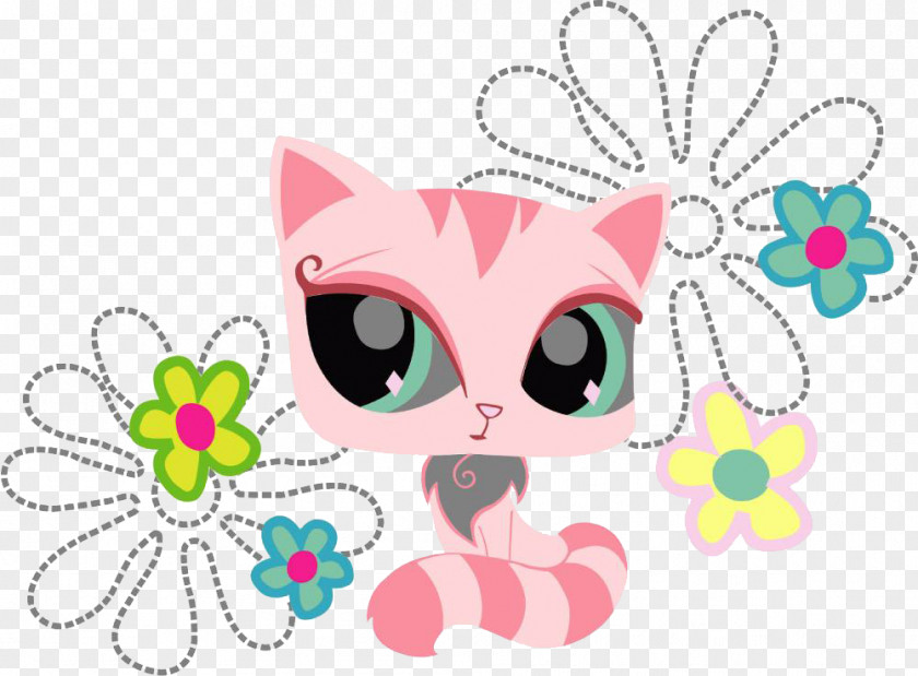Flowers Kitten Whiskers Cat Cuteness Illustration PNG