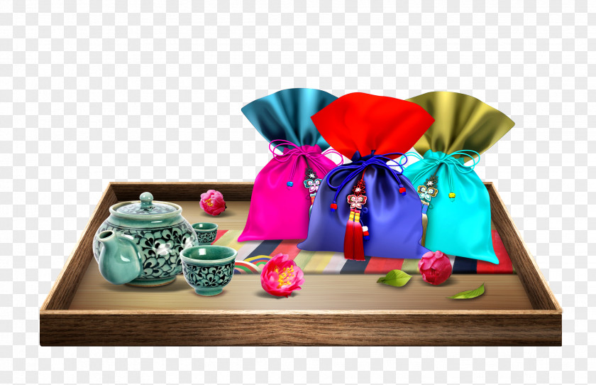 Tray Of Tea And Purse Download Eaves Template PNG