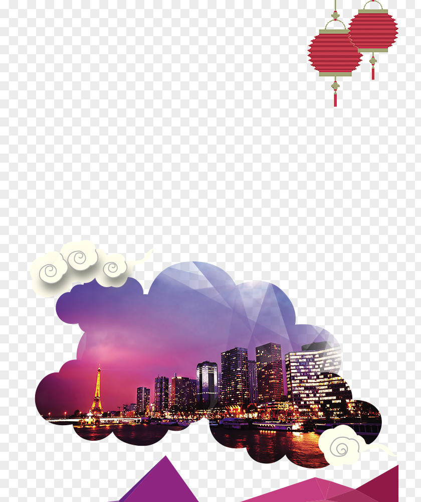 Chinese Wind, Fun, French, Paris, Creative Paris Graphic Design Poster PNG