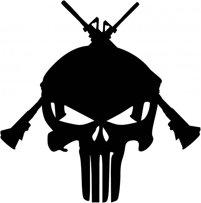 Guns Punisher Human Skull Symbolism Stencil Art PNG