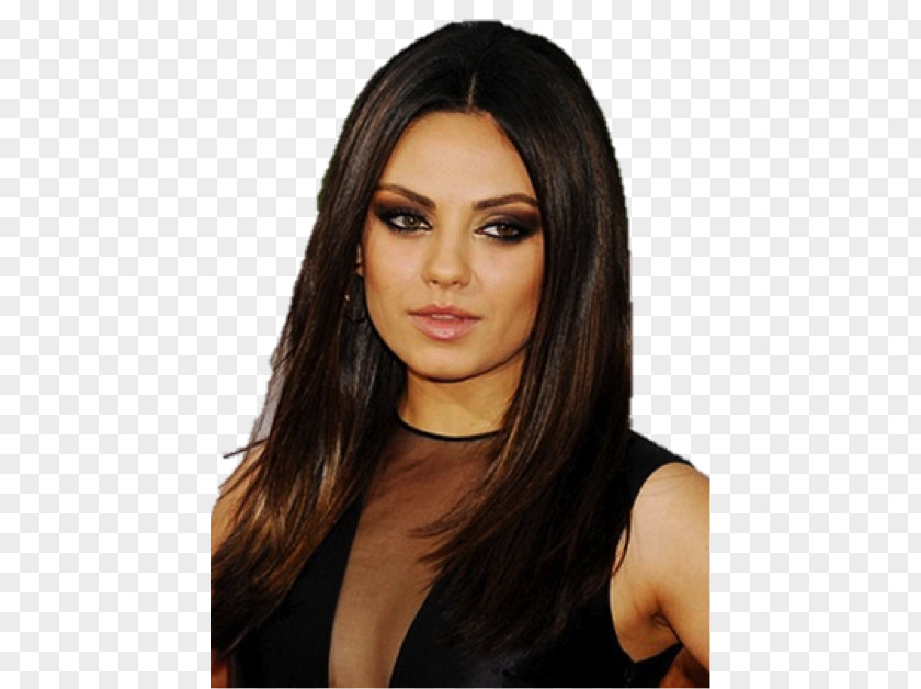 Mila Kunis Black Hair Coloring Long Wig Fashion PNG