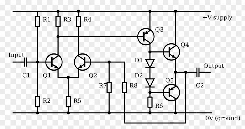 Short Circuit Amplifier Electronic Electronics Diagram Bipolar Junction Transistor PNG