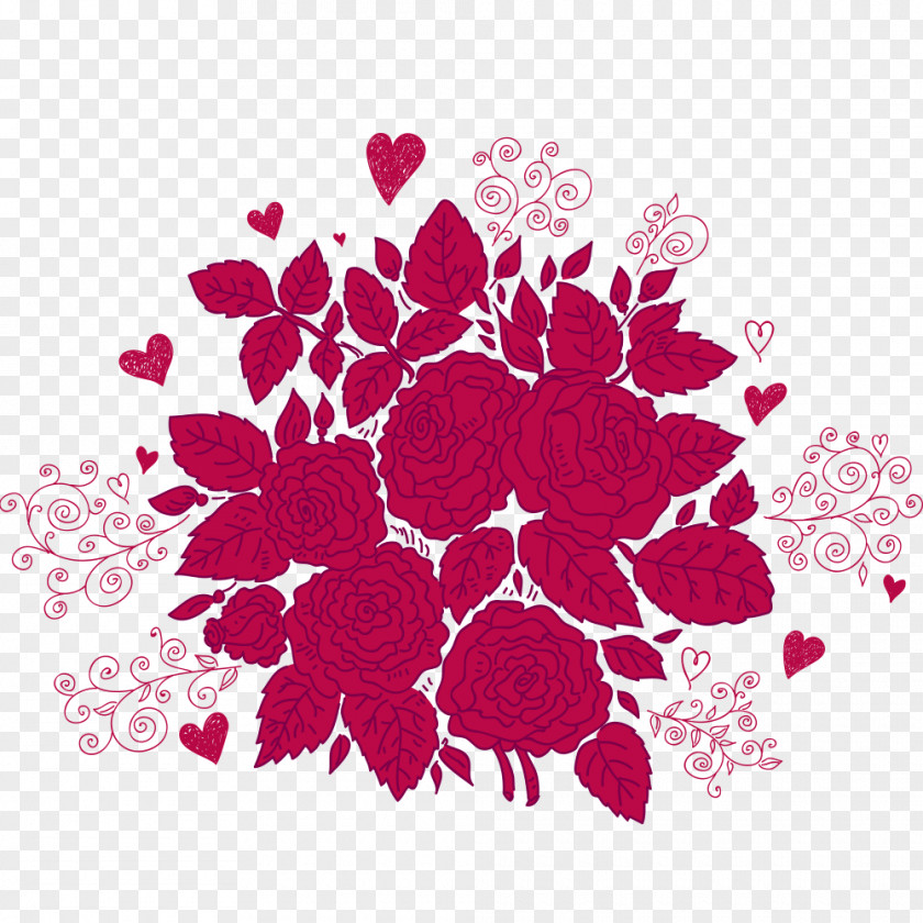 Red Vintage Floral Paris Vector Graphics Illustration Image Royalty-free PNG