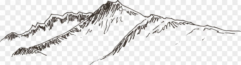 Vector Hand-drawn Line Mountains Landscape Graphics Drawing Illustration PNG