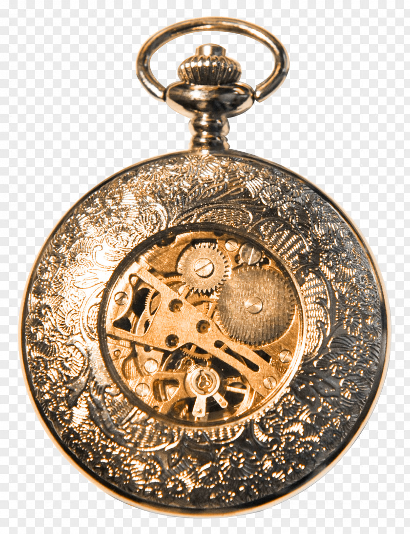 Beautiful Brown Clock Gear Pocket Watch PNG