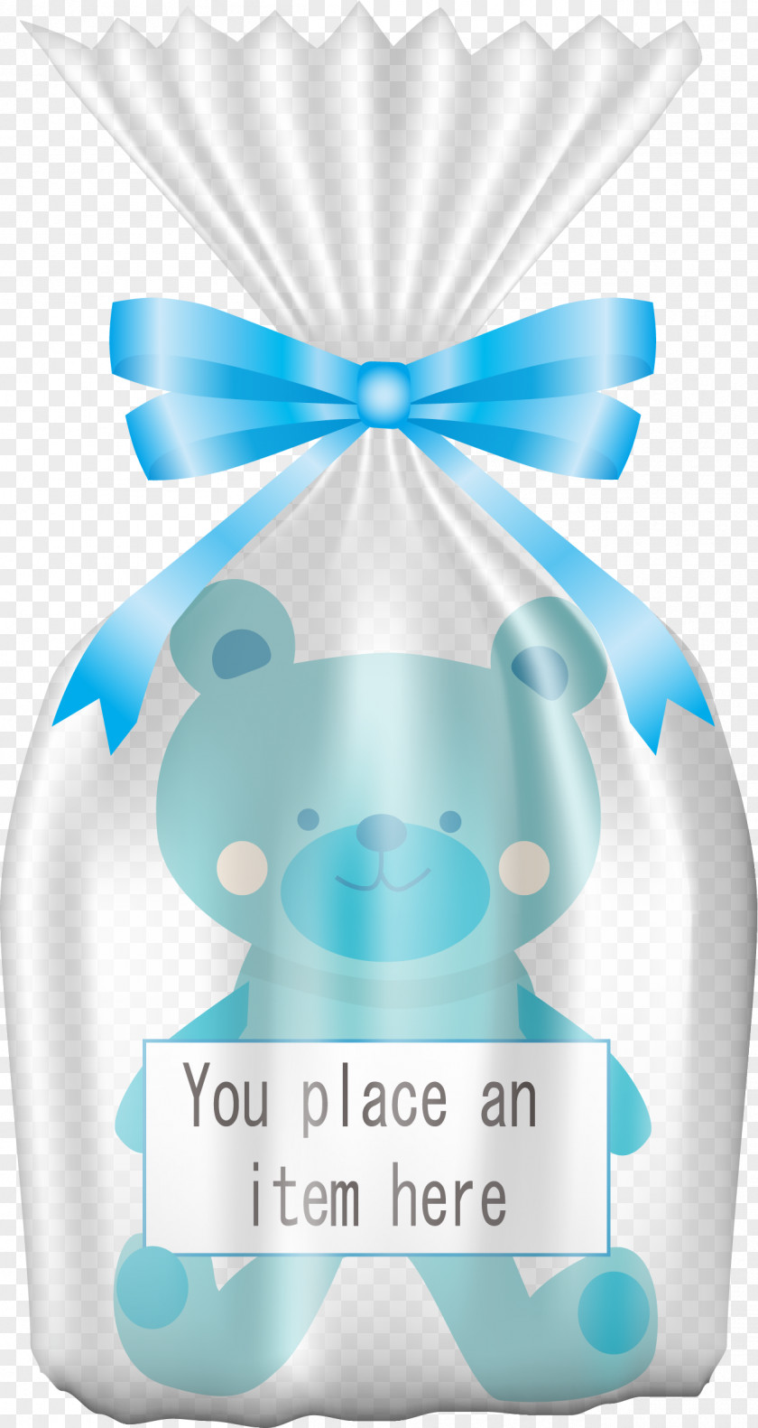 Hand Painted Blue Bear Packaging And Labeling Ribbon PNG