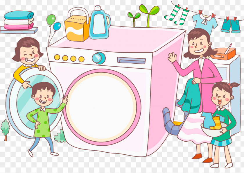 Cartoon Washing Machine Laundry Clothing Clip Art PNG