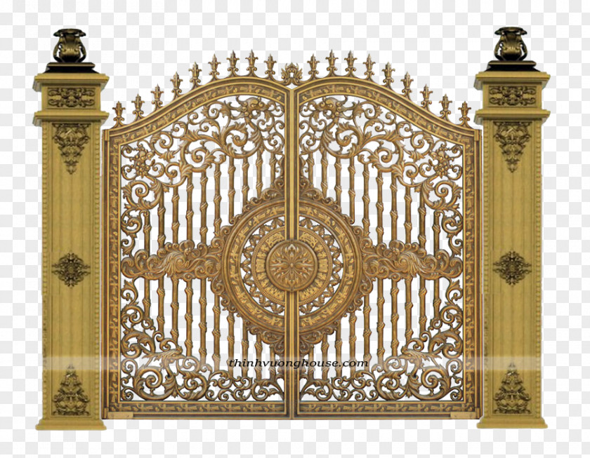 Golden Door Pattern Aluminium Alloy Copper Balcony PNG