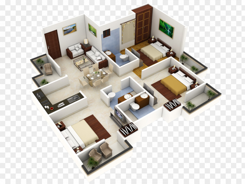 Apartment House Plan Architectural PNG