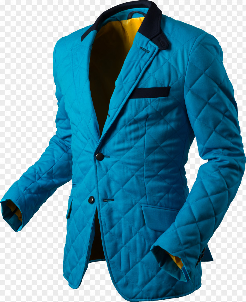 Low Collar Blazer Coat Jacket Cobalt Blue PNG