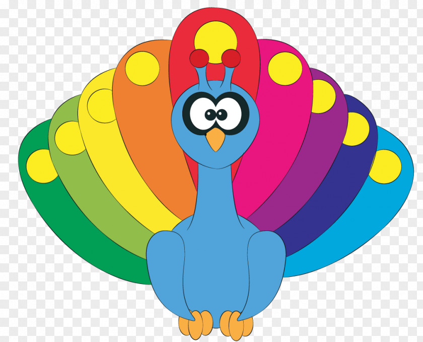 Colorful Hand-painted Peacock Rebus Cartoon PNG