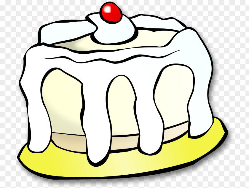 Icing Line Art Cartoon Birthday Cake PNG