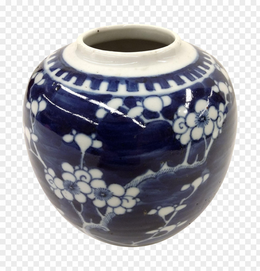 Vase Cobalt Blue Ceramic And White Pottery Porcelain PNG